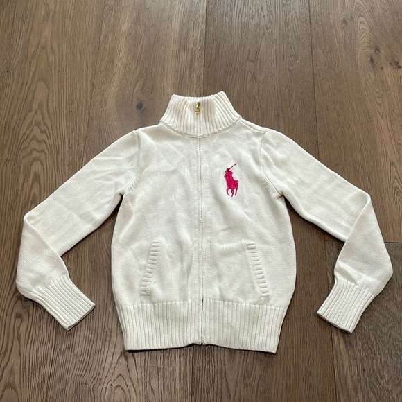 Polo Ralph Lauren Big Pony Full Zip Cardigan Sweater Size M (8-10) - Picture 2 of 10